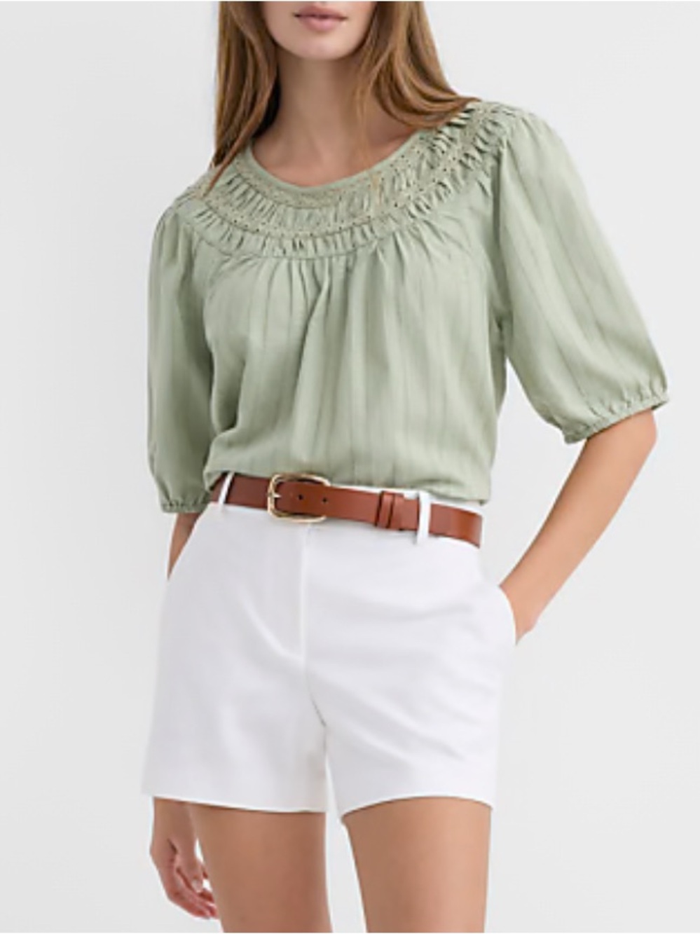 Loft Classic White 100% Cotton Textured Casual Chino Shorts Preppy Size 4